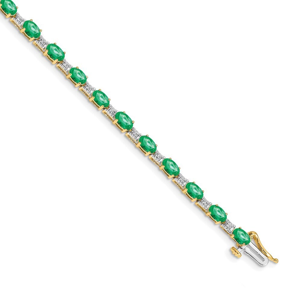 14k Yellow Gold Diamond & Emerald Bracelet